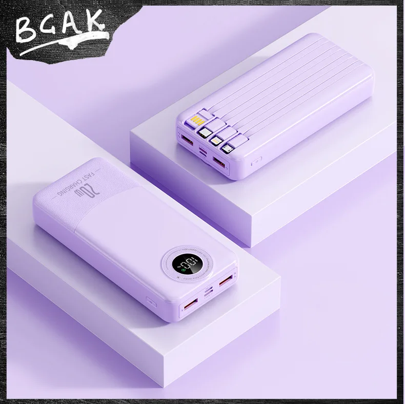 Real Capacity BCAK  20000 MAH Fast-charging Self-contained Charging Treasure Portable Large-capacity Mobile Power Supply