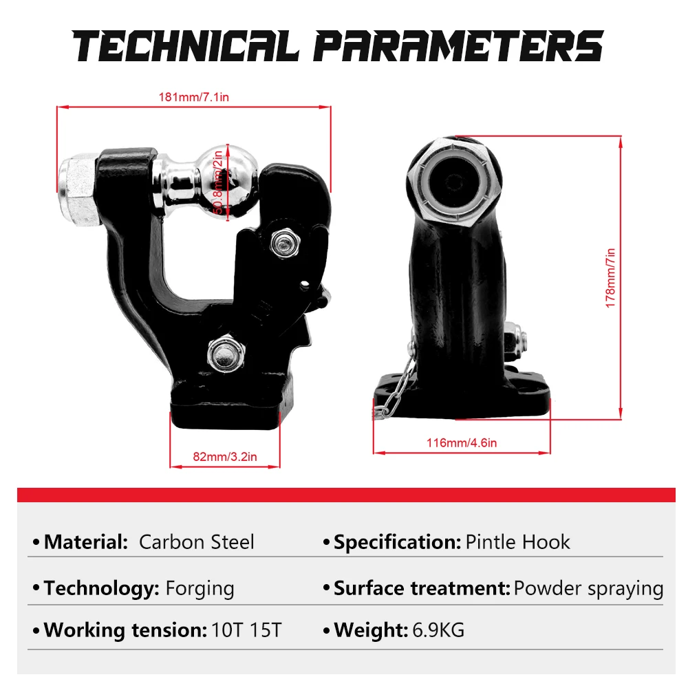 High Quality Carbon Steel 10t 15t Trailer Parts Traction Trailer Needle Hook Ball Seat Hooking Device with Forged Needle Hook