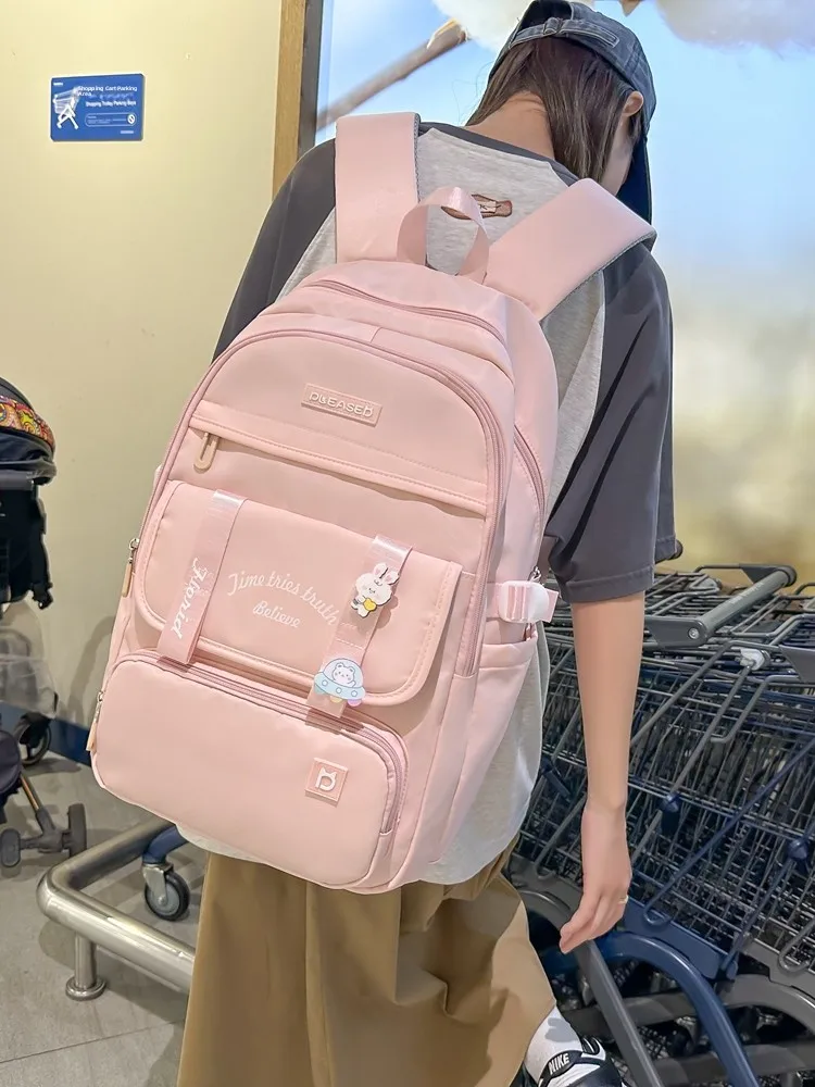 大容量スクールバッグ-女の子用-小学5・6年生-中学生-韓国風-和風-かわいい-カレッジスタイル-バックパック