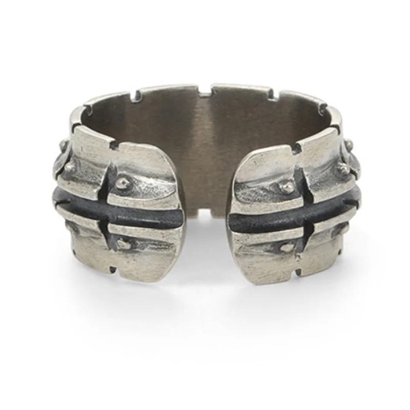 Personality Mechanical Pattern Ring For Men Hand Accessories Vintage S925 Ring Male Jewelry Opening Size