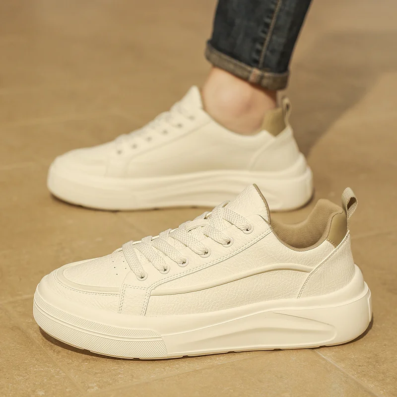 

Versatile Men's Leather Lace-Up Sneakers Business Casual Shoes for Men Work/Outdoor/Daily Use Flexible Fit