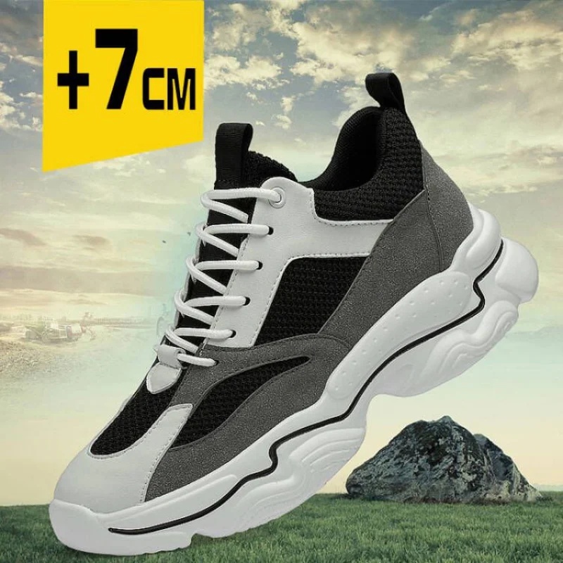 

2024 men casual sneakers heightening shoes elevator increase 7-8cm height increasing designer luxury breathable running man