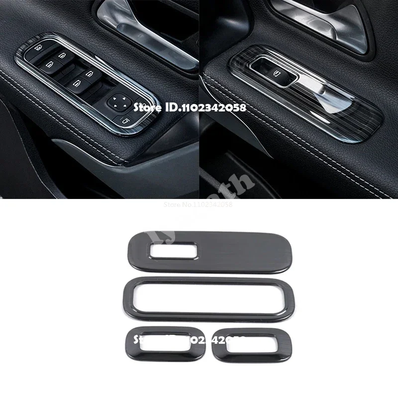 For Mercedes Benz A Class W177 V177 A180 A200 A250 2022 Black Titanium Wire Drawing Interior Accessories Headlight Swtich Cover