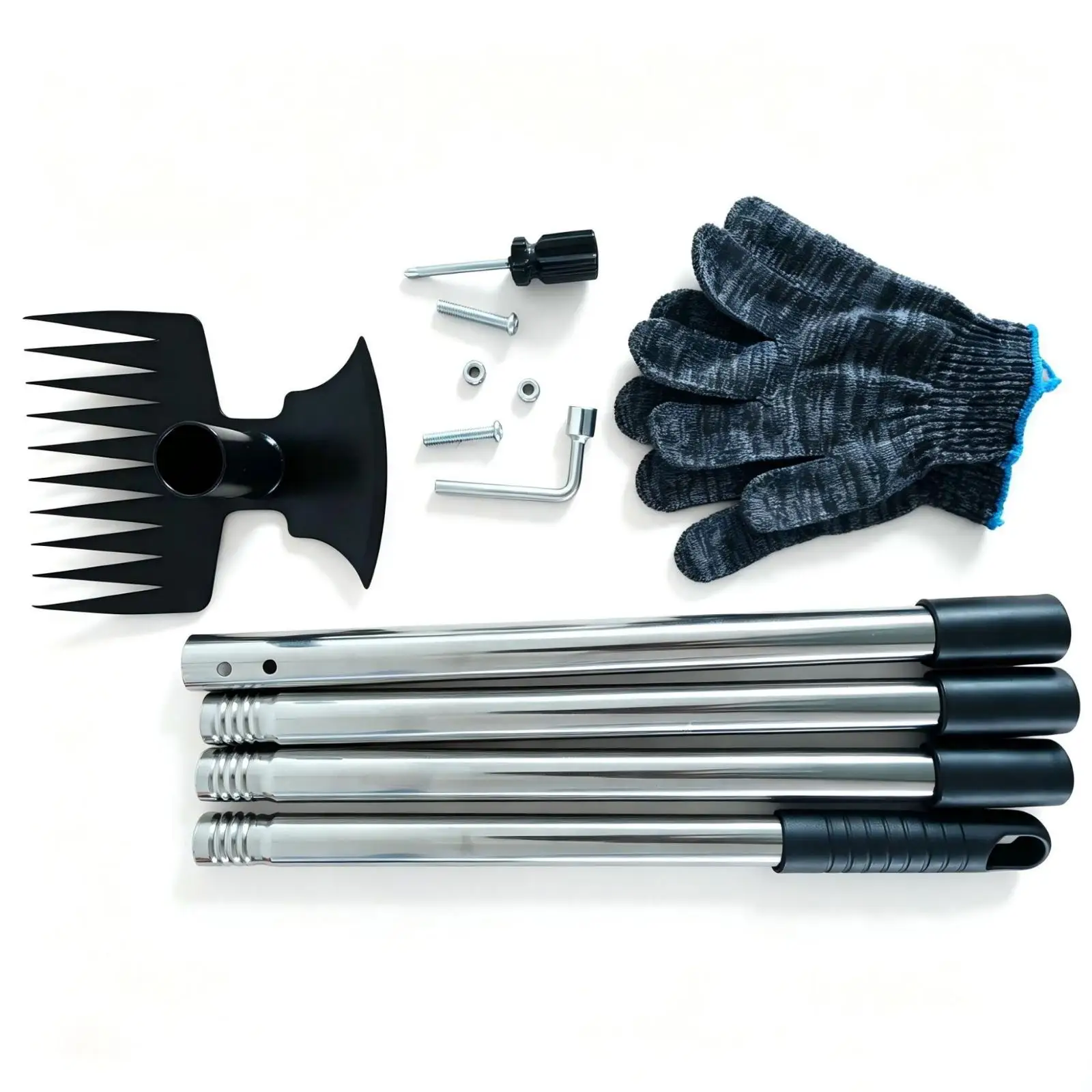 Hand Weeding Rake with Hoe Attachment for Flower Beds Patios and Backyard Maintenance