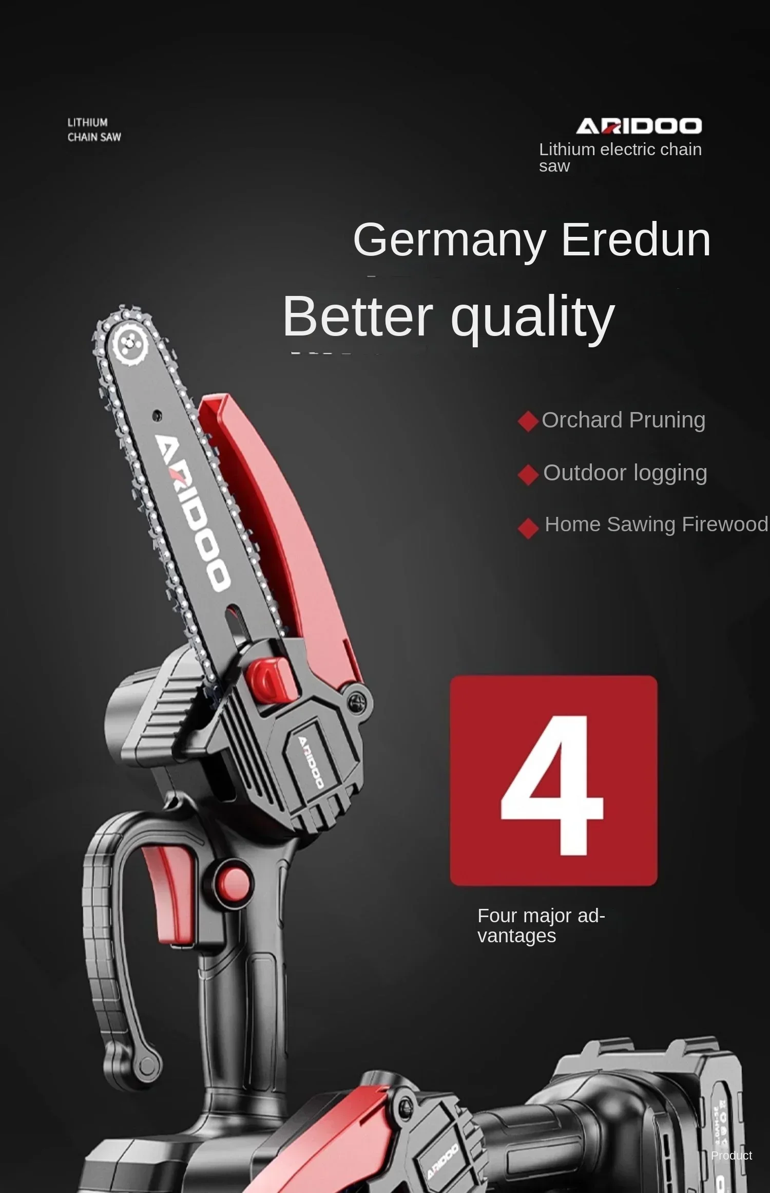 Portable German Lithium Single Hand Saw for Outdoor Wood Cutting with Rechargeable Electric Chainsaw