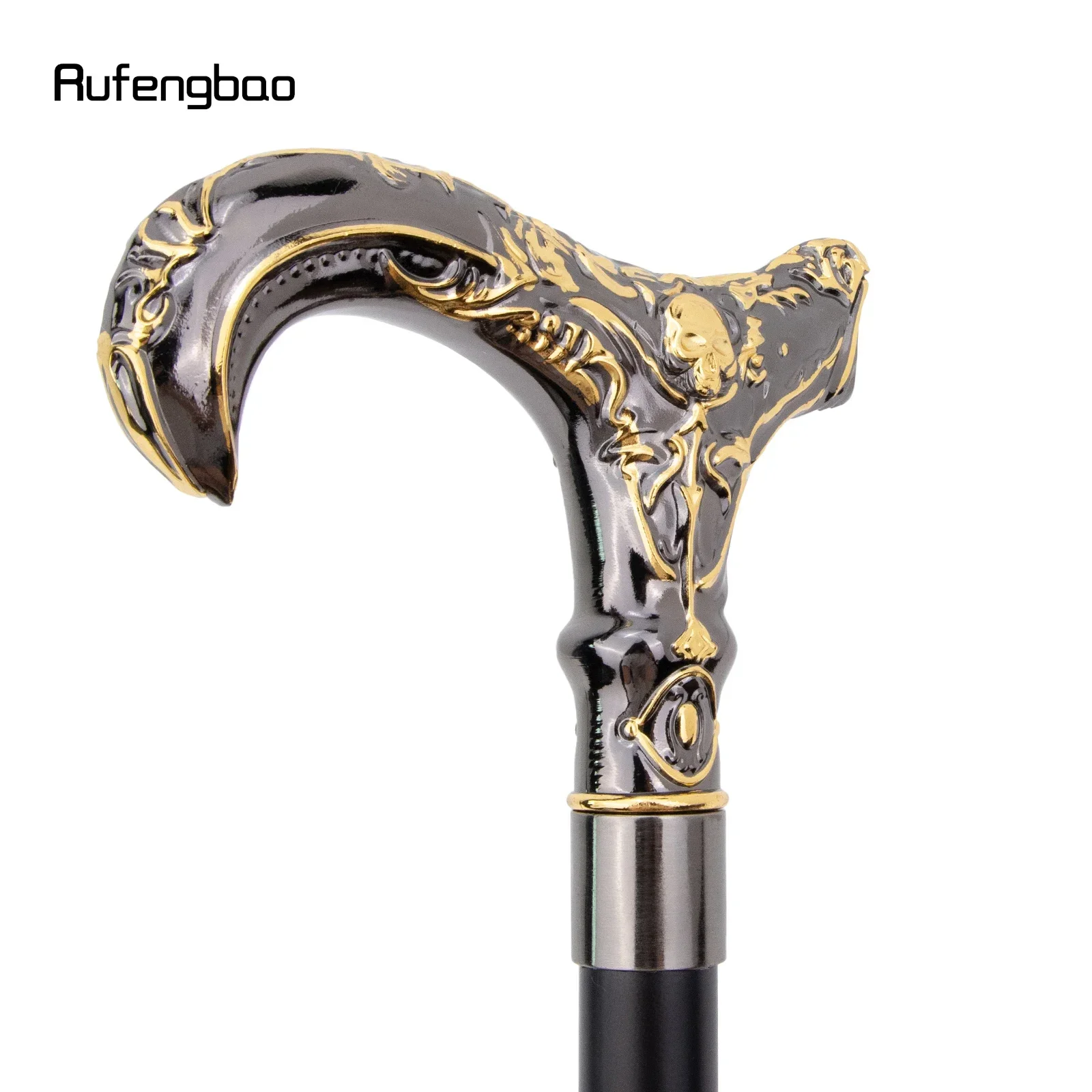 الذهبي الأسود الجمجمة زهرة رئيس عصا للمشي موضة ديكور عصا للمشي شهم أنيقة تأثيري قصب مقبض Crosier 93 سنتيمتر