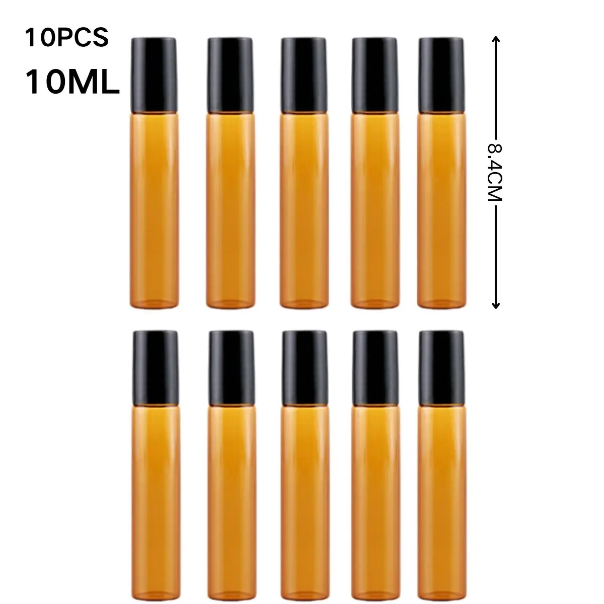 10 Pcs Amber Roller Bottles for Essential Oils Glass Roll On Bottles for Travel and Lip Gloss Empty Perfume Roller Ball