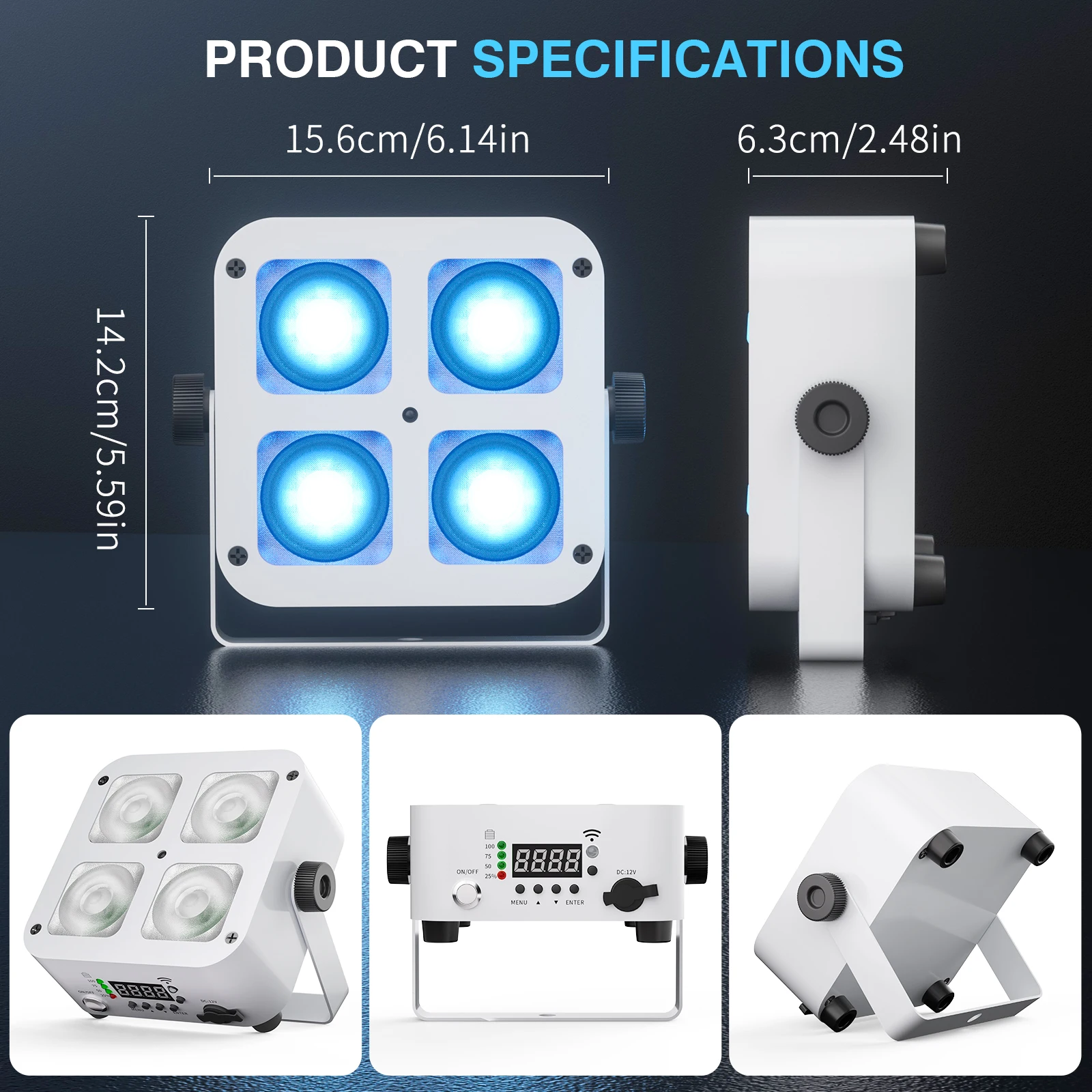 U'King 1/2/4 قطعة قابلة للشحن RGBWA + UV 4-LED الاسمية ضوء 4X15W الأبيض مربع Uplight 5200mAh بطارية DMX ضوء المرحلة لشريط الزفاف