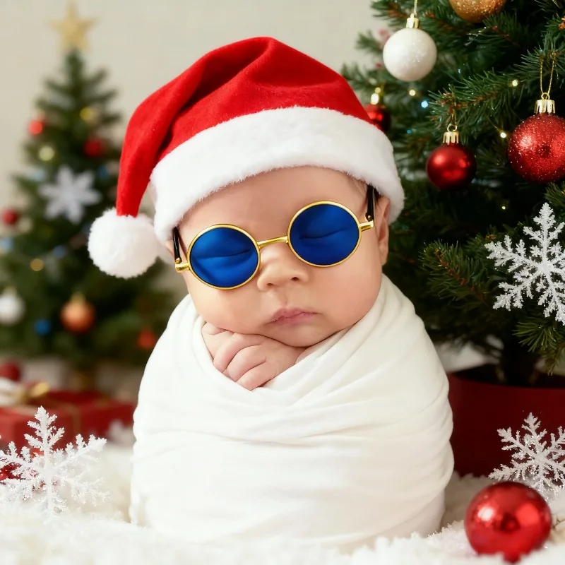 Newborn Photography Props Arrival Gift Baby Boy Girl Photo Shoot Fake Glasses Halloween Santa Cosplay Props