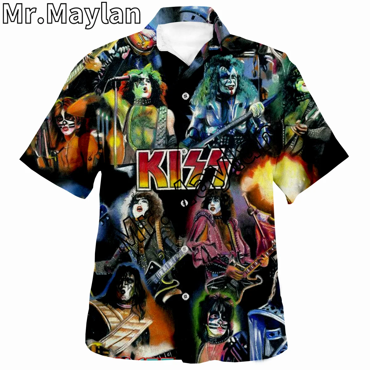 Rock Kiss Band 3D Printed Shirt Hawaii Shirt Men Summer Short Sleeve Shirt Men Shirts 2023 Oversized 5XL shirt Chemise Homme-198