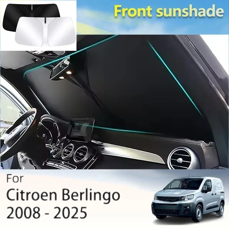 Car Front Sunshade Window For Citroen Berlingo 2019 Peugeot Partner B9 2008 - 2025 Accessories Heat Insulation Sun Shade Sticker