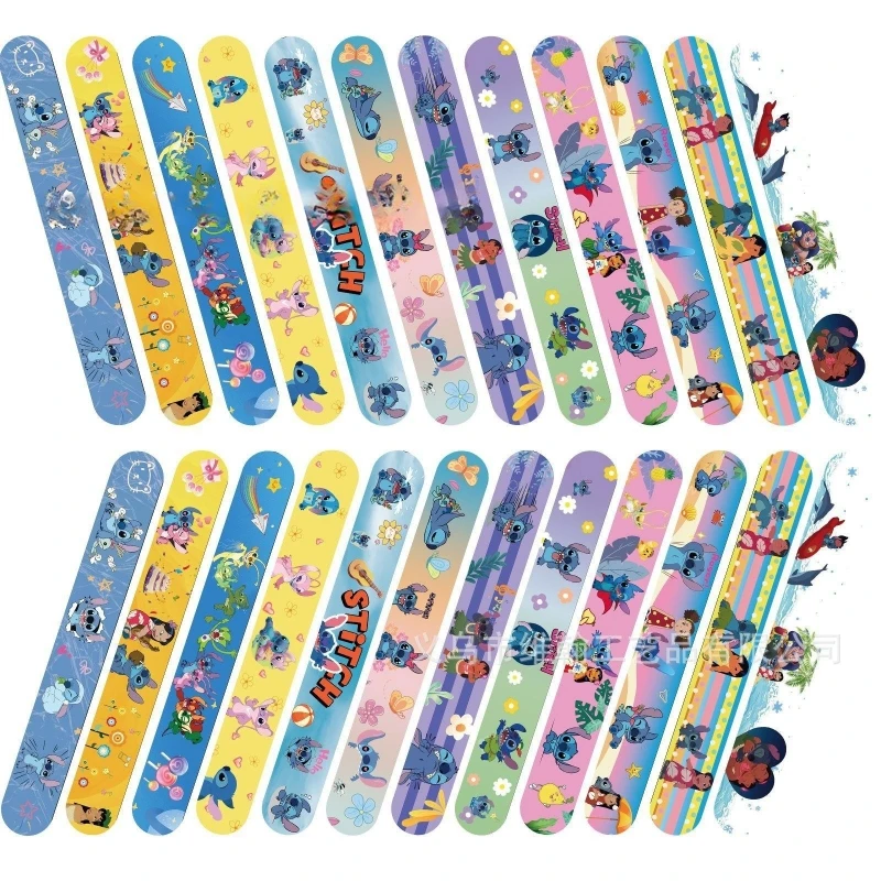 Disney Snap Circle Party Bracelets Stitch Figures Anime Wristband Child Slap Band Puzzle Toys Boys Girls Birthday Party Gifts