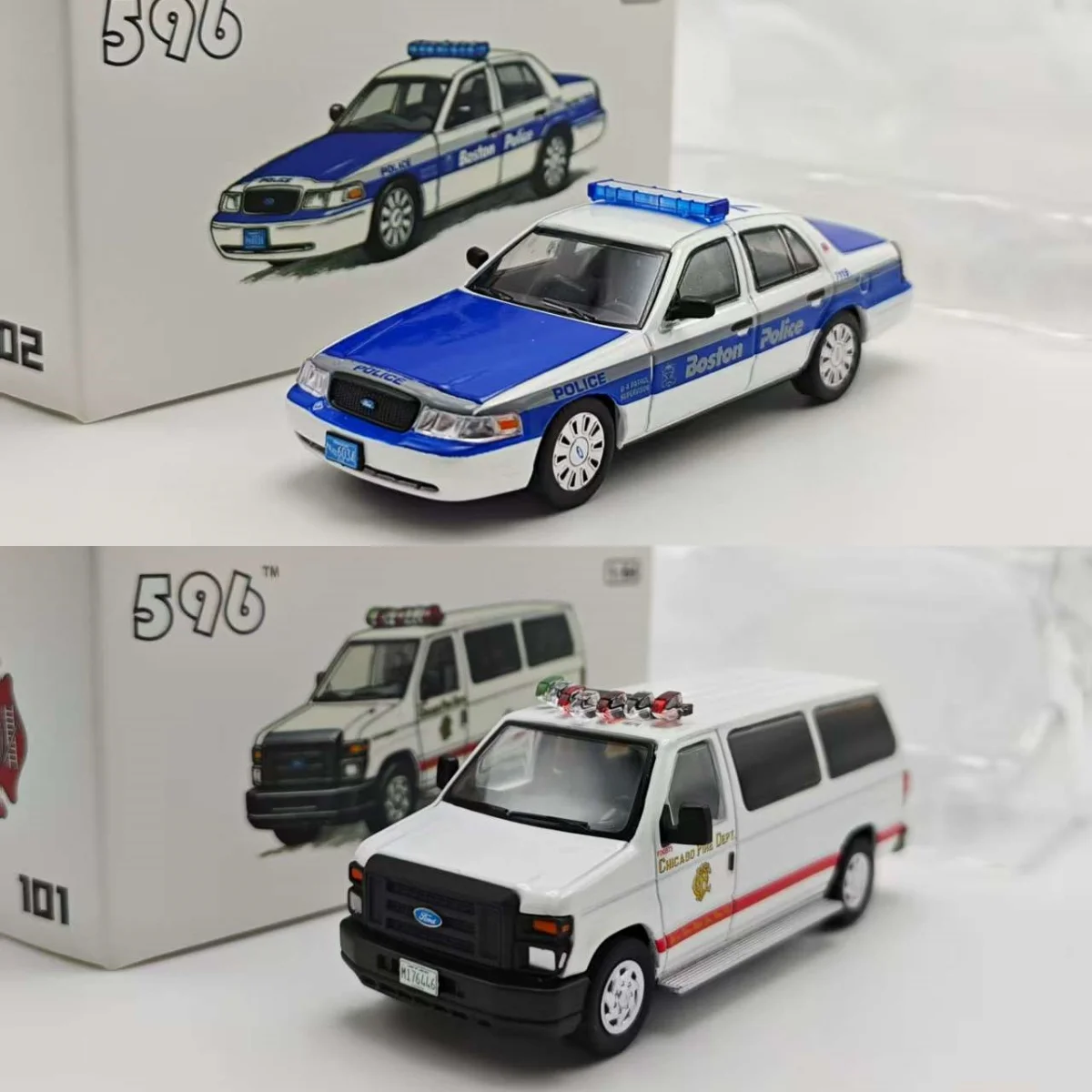 596 1:64 CV Boston State Police-levering E Chicago Fire Department-levering Legering automodel