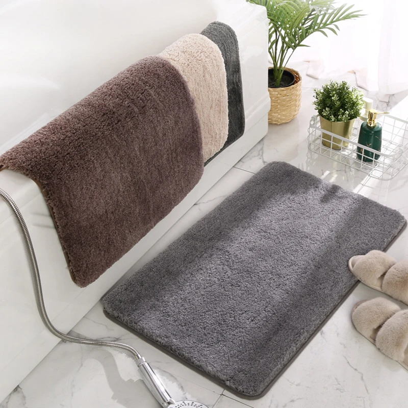 Solid Color Thicken Super Comfortable Absorbent Water Quick Dry Non Slip Bath Mat For Home