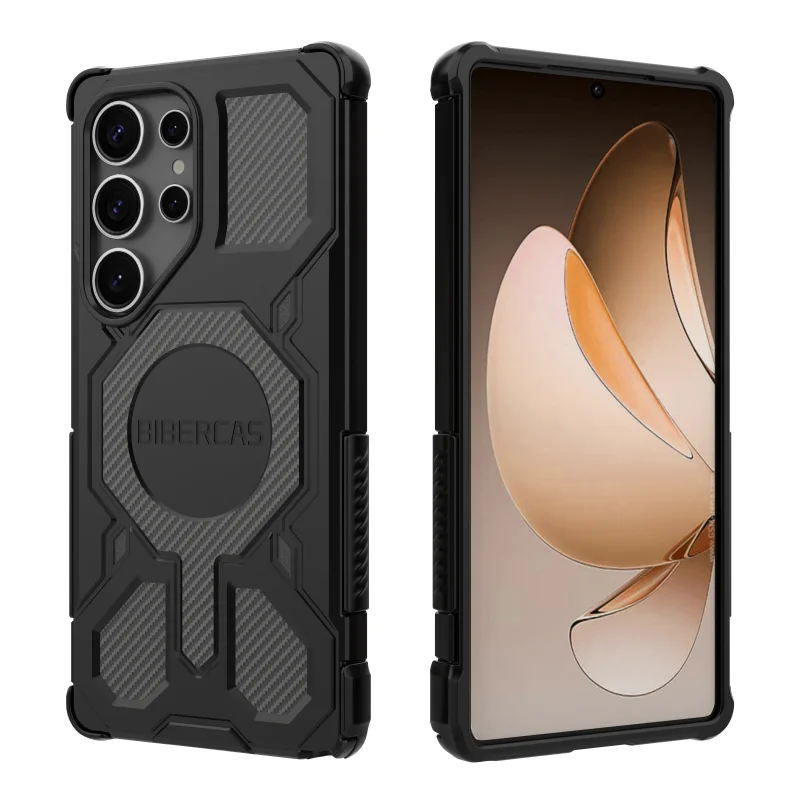 BIBERCAS Armor Shockproof Phone Case For Samsung GalaxyS25 Edge S25 Ultra Magsafe Magnetic Wireless Charging Back Cover Fundas