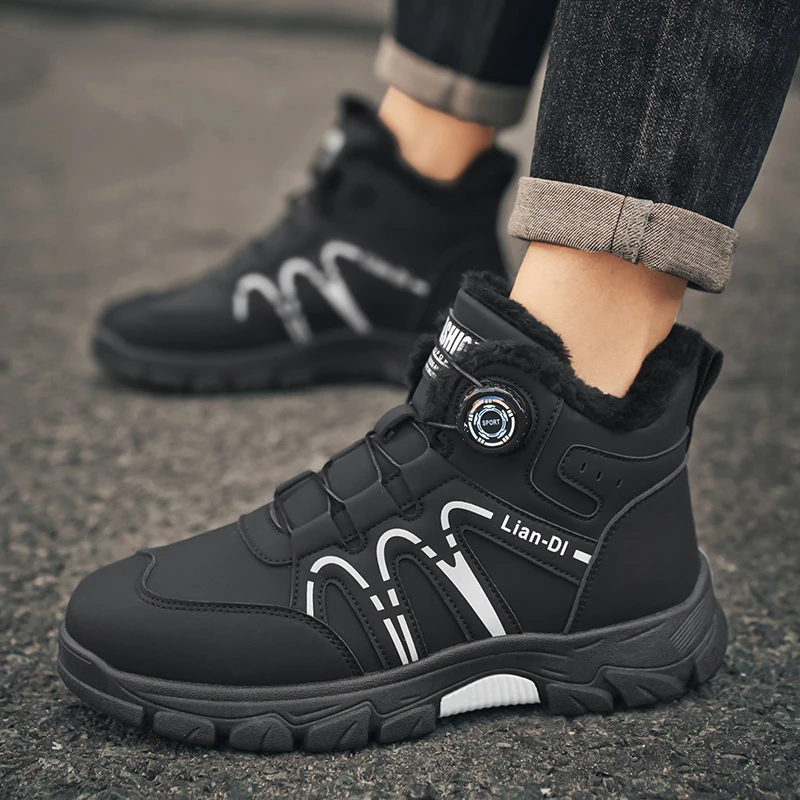 New Winter Oversized Men's Boots Waterproof Cold Resistant Plush and Warm Snow Boots Outdoor Thick Soled Casual Work Boots image 5