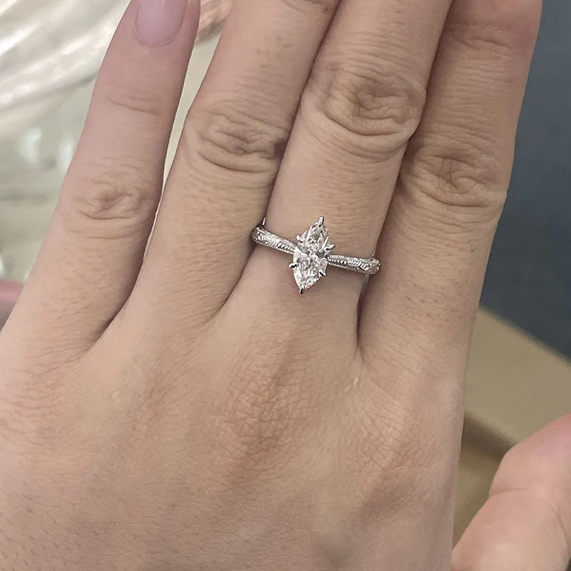 1.0CT Marquise Lab Diamond Ring IGI Certified Platinum 950 Handmade Pattern Elegant Women Fine Jewelry Engagement Wedding Ring
