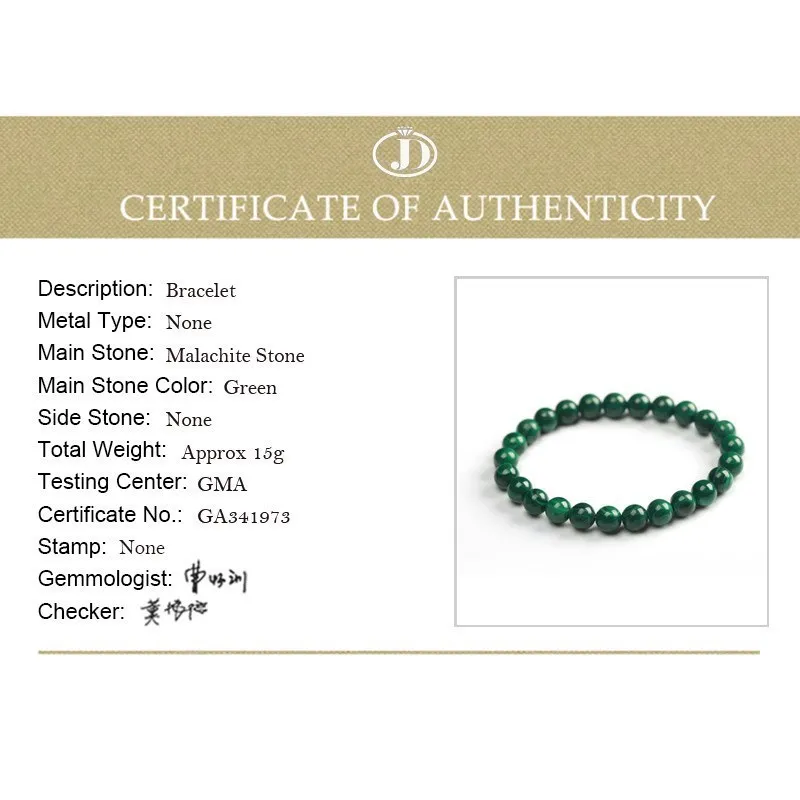 Natural Semi Precious Stone Round Malachite Beads Bracelet Green Color  6mm/8mm/10mm Size For Choose Lucky Amulet Prayer