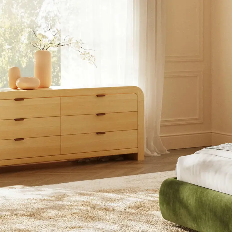 خزانة أثاث فندقية منزلية لغرفة النوم وخزانة جانبية من الخشب الصلب #6