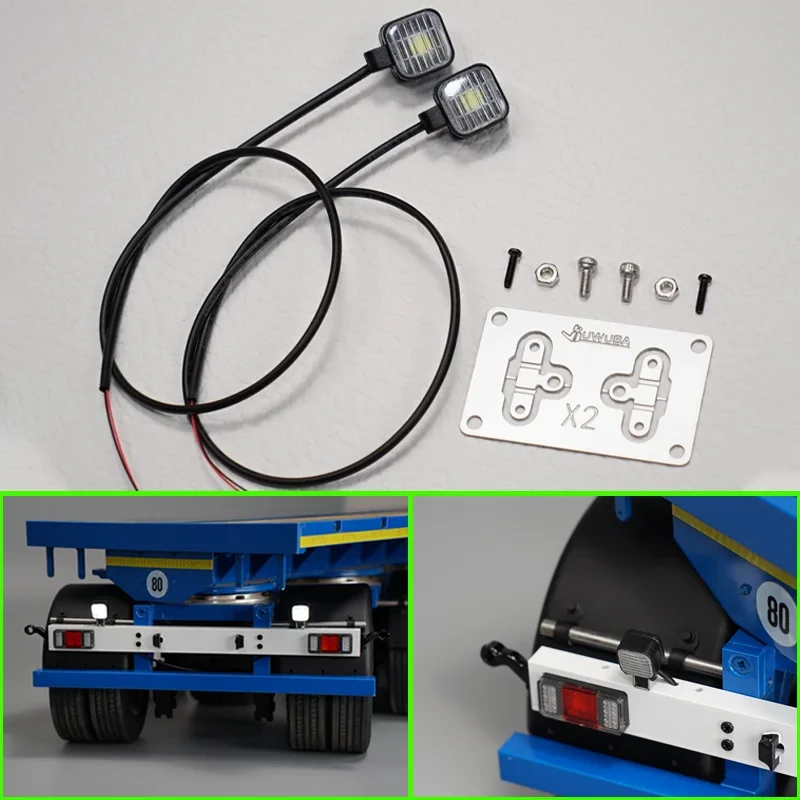 LED 1 Pair Square Spotlight Trailer Auxiliary Lights for 1/14 Tamiya RC Truck Trailer Scania 770S MAN Benz Actros 3363 Volvo Car