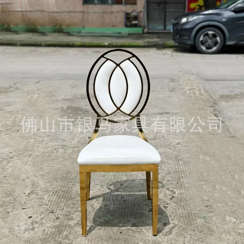 Factory direct supply wedding dining chair hotel banquet restaurant restaurant chair silver electroplated soft bag leather folda