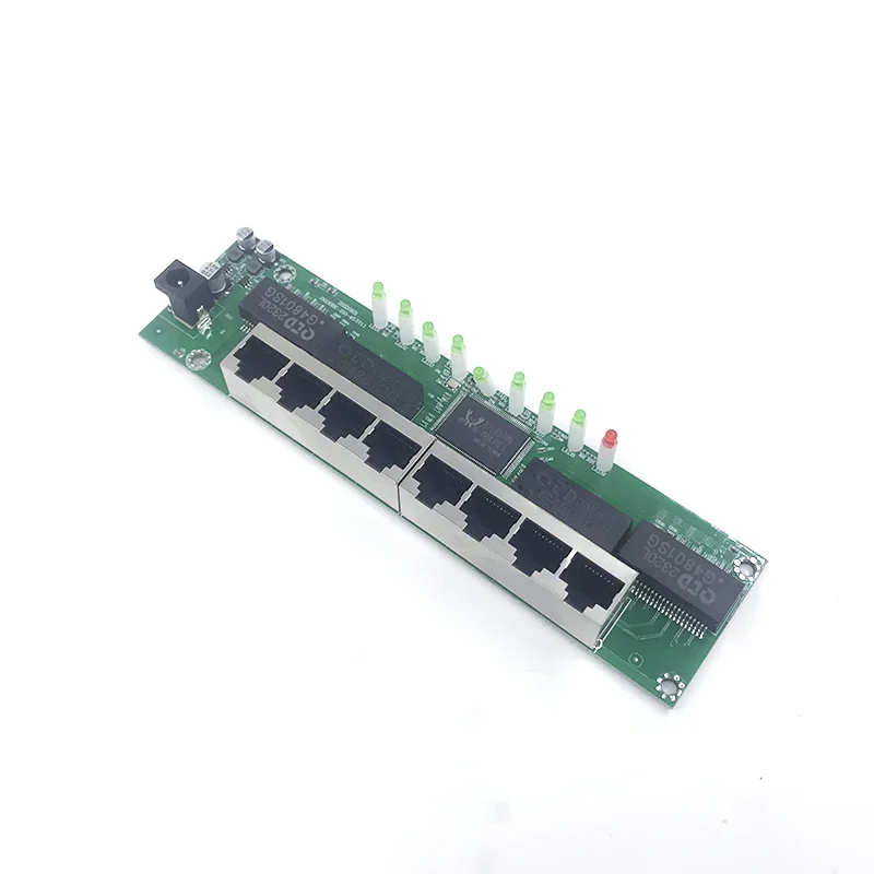 Switch Ethernet industria 8 porte 10/100/1000M switch ethernet di rete 5V/12V ingresso di alimentazione temperatura da-40 a 75 ℃