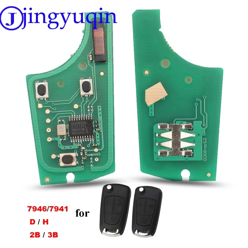 Jingyuqin Car Flip Remote Key Fob 2/3 B 434Mhz PCF7946/7947 per Vauxhall Opel Astra H 2004 2005 2006 2007 2008 2009 Zafira B