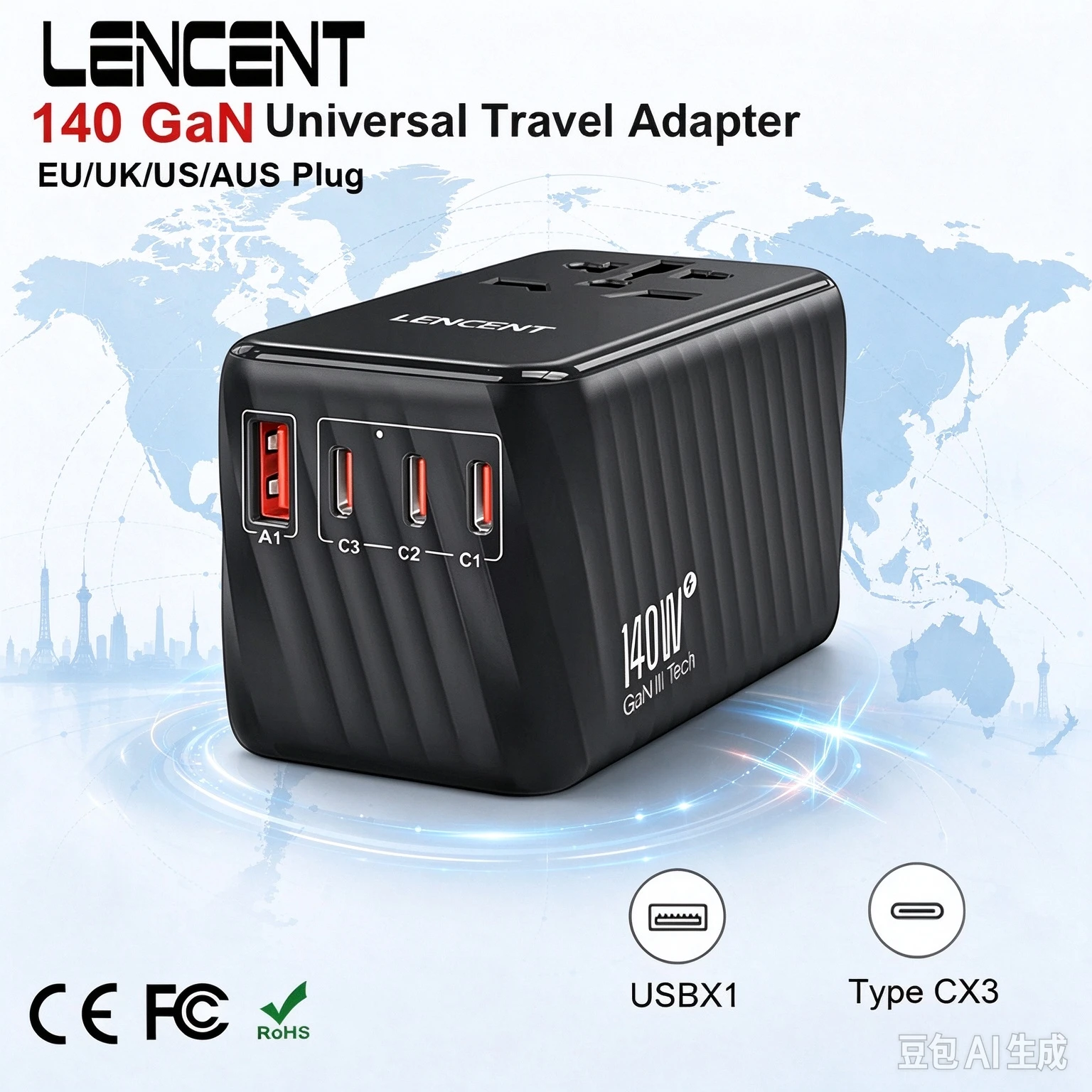 adattatore-da-viaggio-universale-lancent-140w-gan-con-porte-1usb-a-3-adattatore-di-alimentazione-a-ricarica-rapida-di-tipo-c-spina-eu-uk-usa-aus-per-i-viaggi