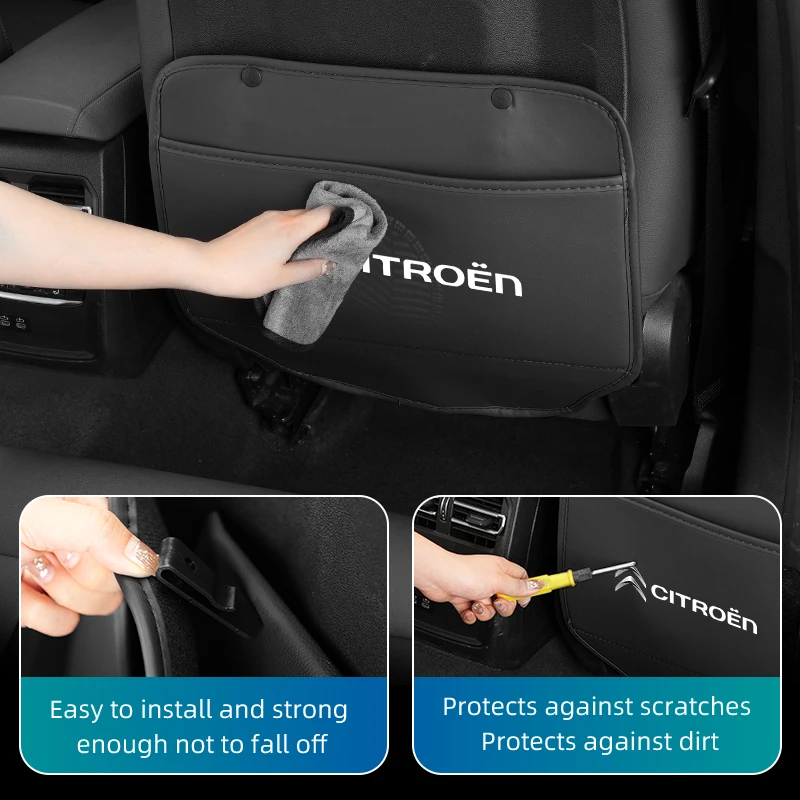 سيارة مكافحة ركلة وسادة جلدية السيارات المقعد الخلفي حامي منصات المضادة للخدش لسيتروين C4 C3 C5 C1 C2 C-Elysee Berlingo بيكاسو ثاب