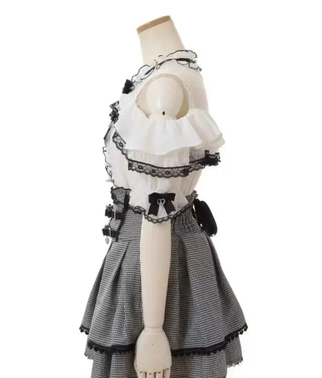 Jirai Kei Sweet Lolita Skort 2024, Sommer – Doppelschleife, hoher Taillen-Kurzrock mit Lederschnalle, schmale Passform, verstellbare Taille – Detail 10
