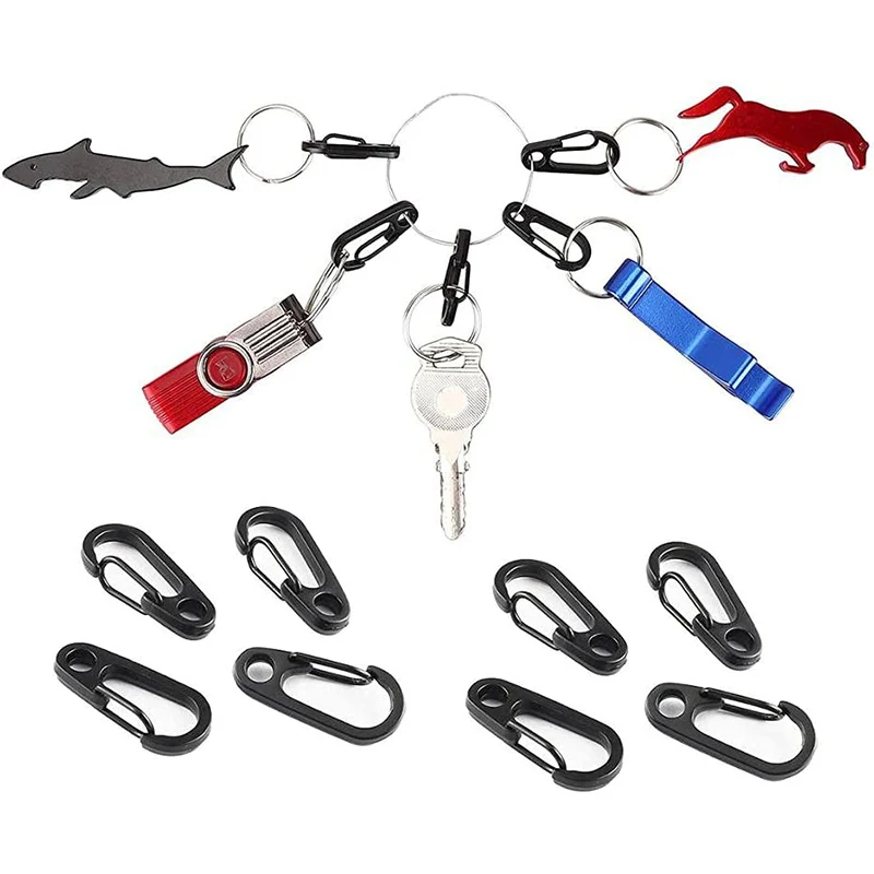 10pcs/set Small Carabiner Clip with Keyrings 32mm Aluminum Carabiner Keyring Clip for Camping Keychains Hiking Outdoor