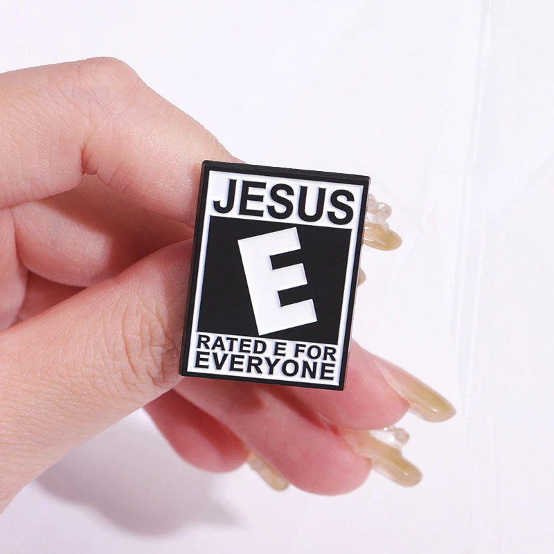 Shape Vintage Pines Lapel Badges Classic Jewelry Gift for Kids Friends Jesus Saves Enamel  Brooch Custom Simple Black Fish