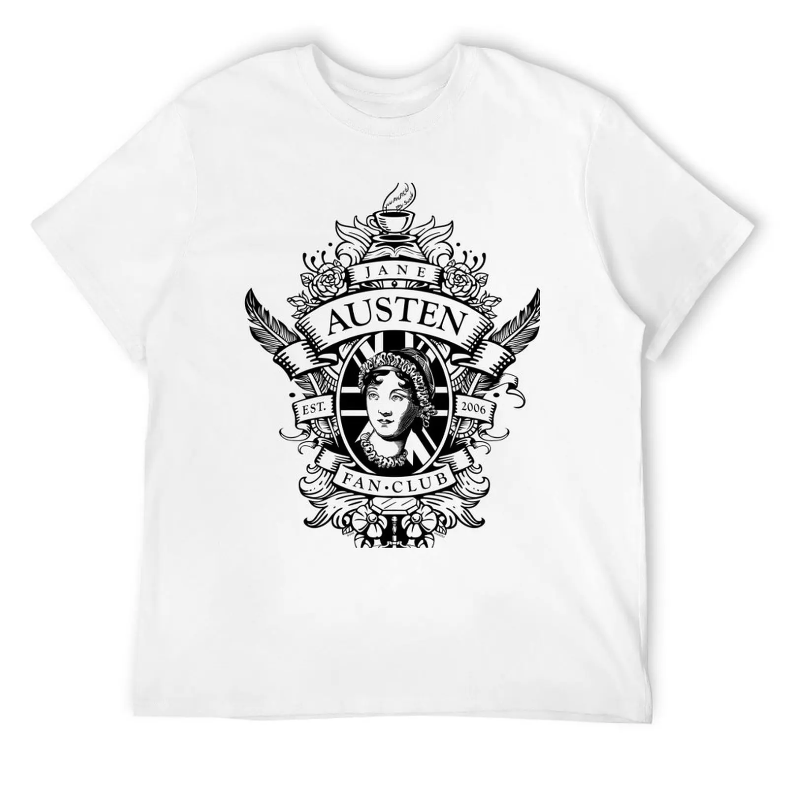 

Jane Austen Fan Club Black T-Shirt oversized graphic tee animal prinfor boys Short sleeve tee mens champion t shirts