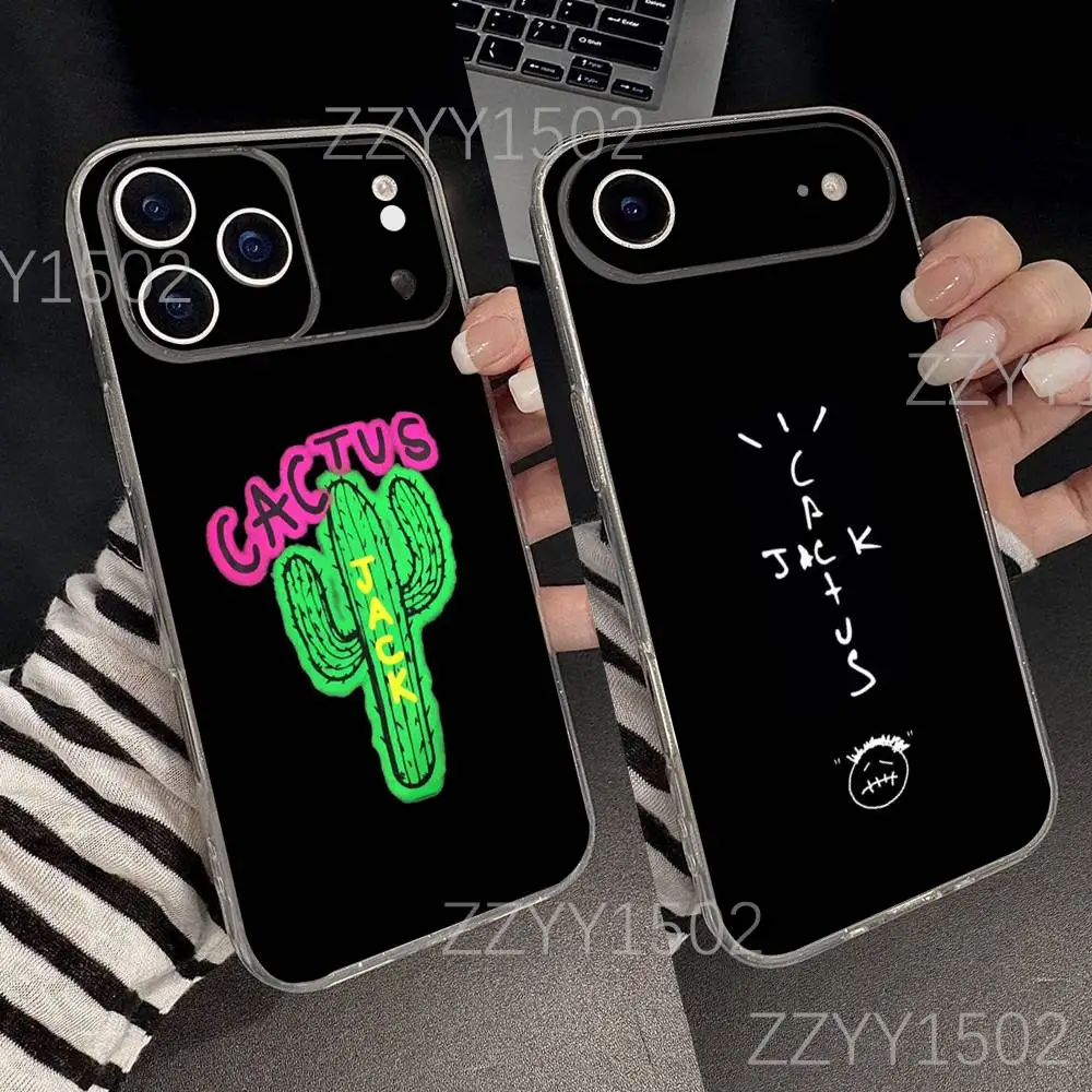 

C-Cactus J-Jack Travis Scott Phone Case For iPhone 17,16,15,14,13,12,11 Pro,Max,Plus,X,XS,XR,SE4,E Mini Transparent Soft