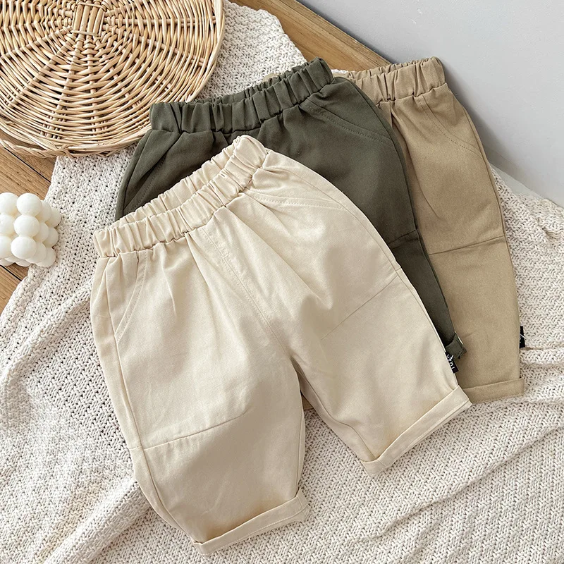 2024 Autumn New Baby Casual Pants Solid Versatile Children Trousers Boys Girls Loose Harem Pants Cotton Infant Toddler Clothes