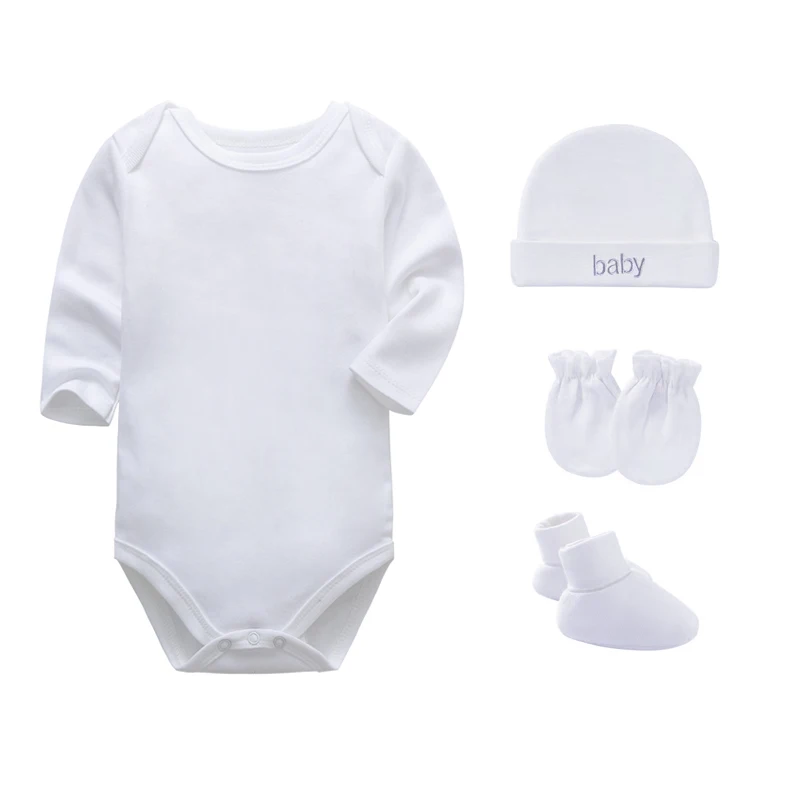 Conjunto de ropa para bebé recién nacido, 4 Uds., con calcetines y gorro, ropa interior transpirable de algodón puro para niños y niñas de 0 a 3 meses