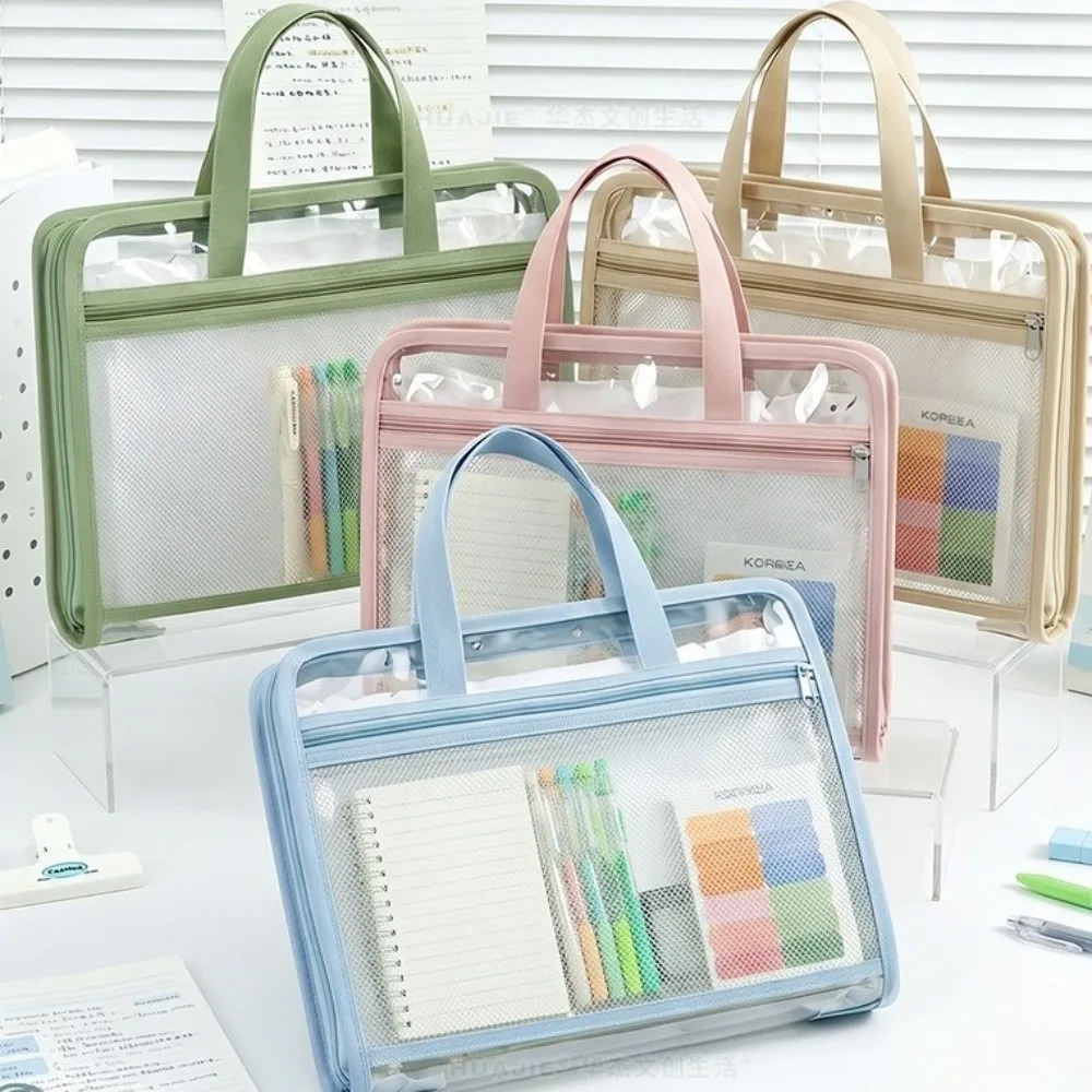 13 Pockets Expanding File Folder Handheld Large Capacity Document Bag Transparent Waterproof Document Organizer School Office