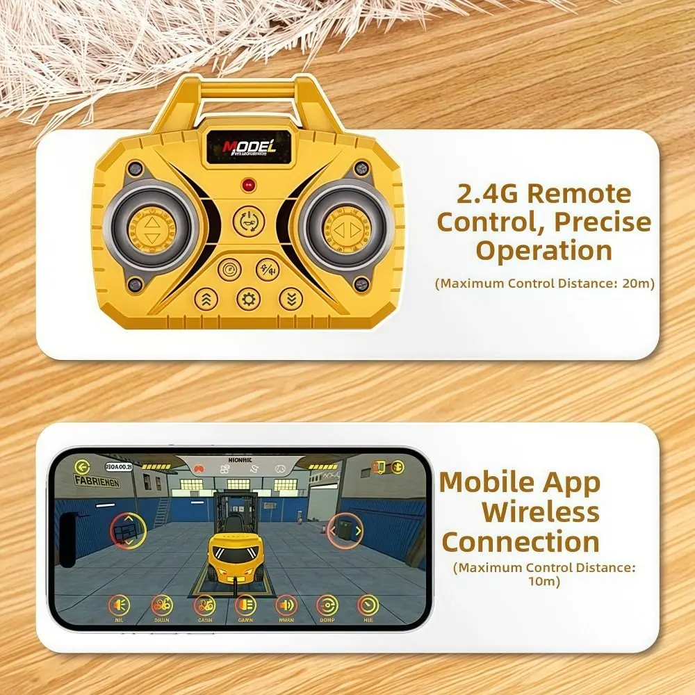 Mini Alloy Remote Control Forklift Lift-lower-rotate Real Car Sound Remote Control Truck 1:64 2.4GHz with All Accessories