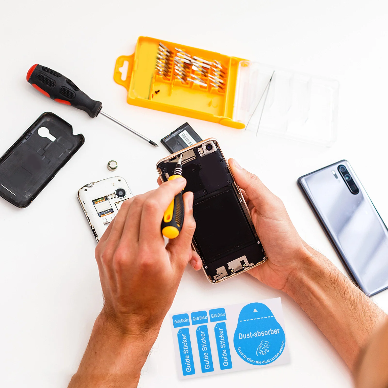 400pcs Lcd Dedust Sticker Tempered Glass Screen Dust Removal Tool For Phone Tablet Camera Lens Cleaning Supplies Microfiber