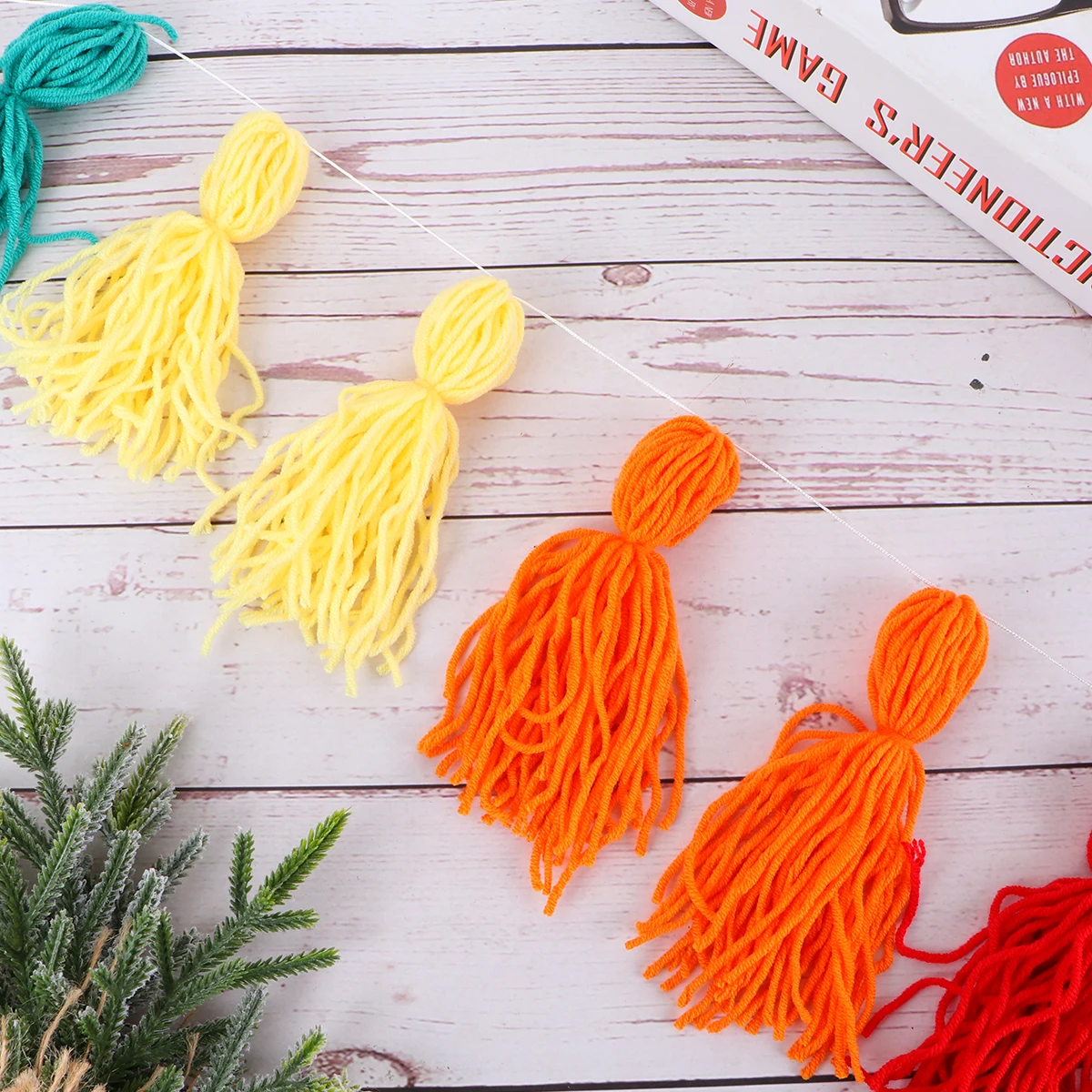 

Colorful Woolen Yarn Hanging For Room Rainbow Decor Tassel String Lightweight Soft Atmosphere Party