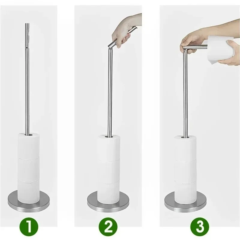Bathroom Paper Towel Holder Stainless Steel Floor Standing Toilet Paper Holder Hole-less Bathroom Floor Standing Shelf