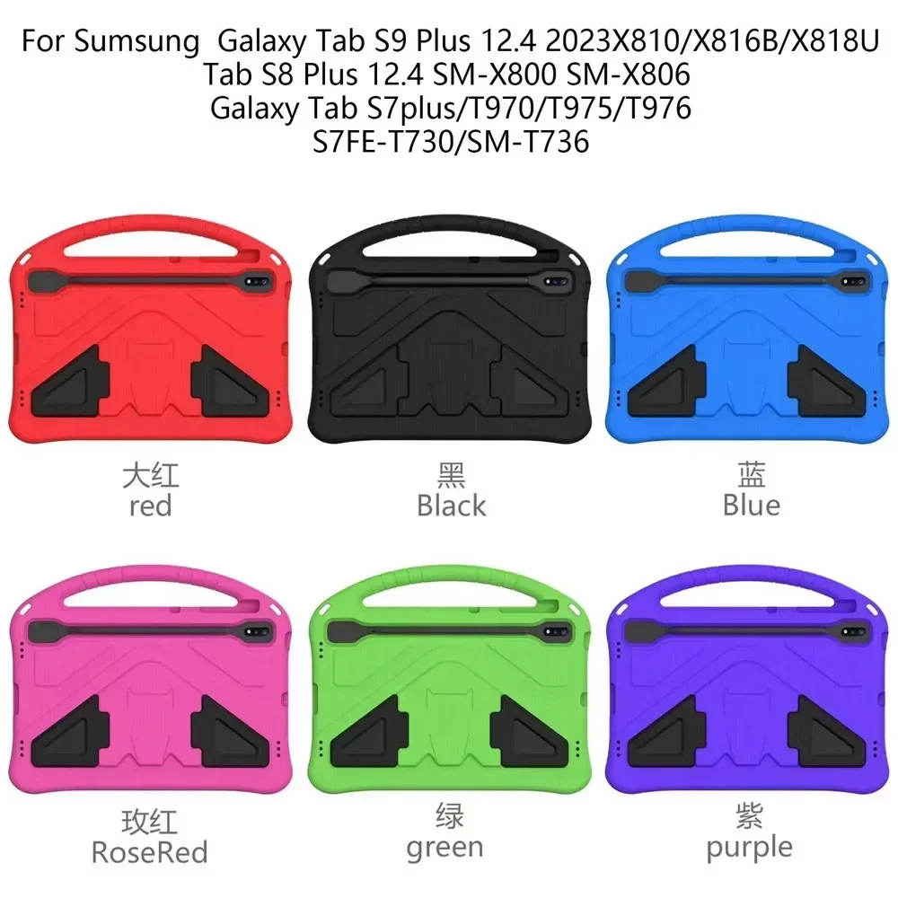 

For Samsung Galaxy Tab S9 Plus Case X810 X816B X818U & EVA Kids Stand Shockproof Cover for Sumsung Galaxy Tab S7 S8 Plus Case