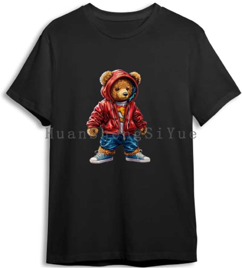 Pegatina de planchado de oso de Color para ropa, camiseta de moda DTF, Sudadera con capucha, transferencia de calor DIY, pegatina caliente impermeable