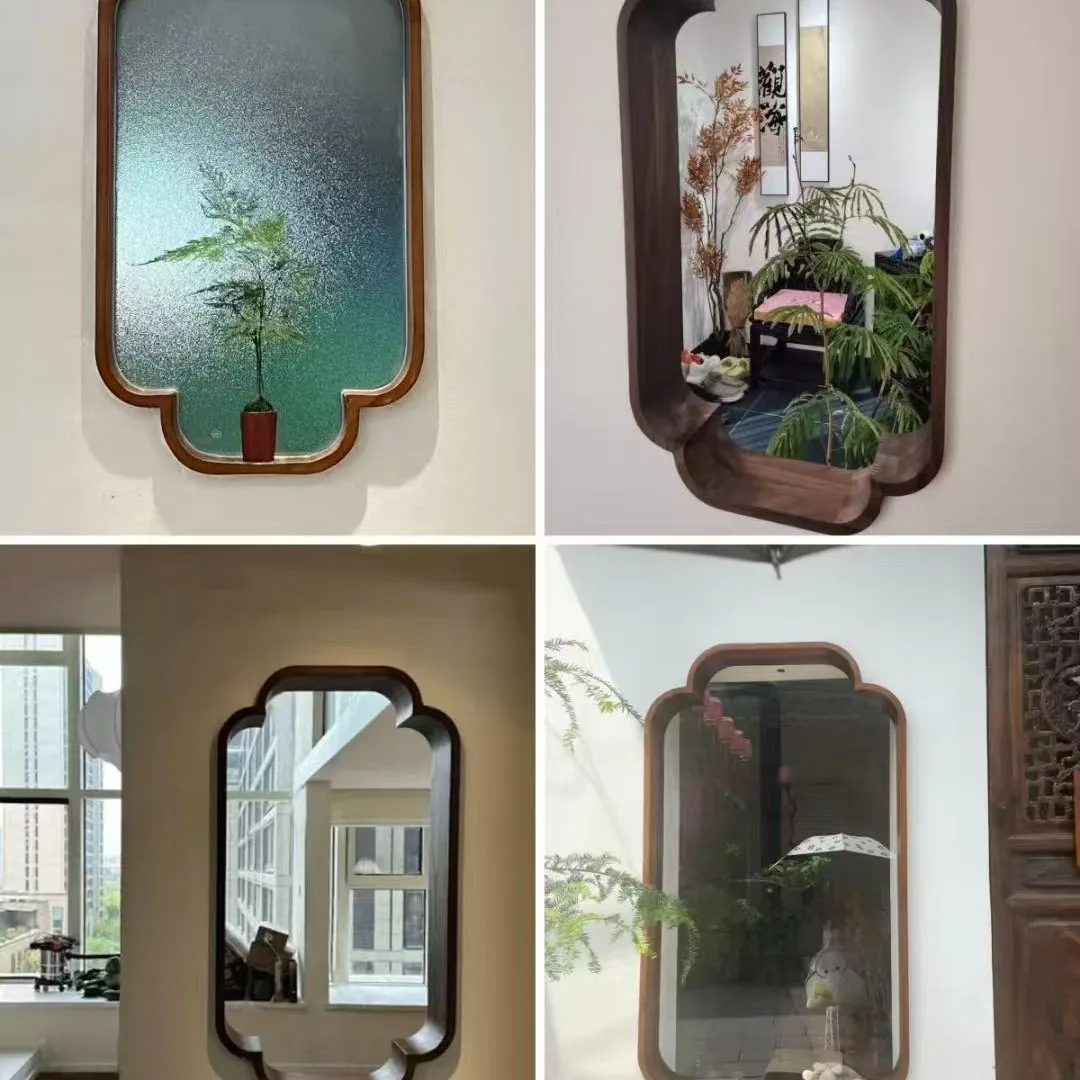 New Chinese screen plum blossom window aesthetic tea room decoration solid wood partition living room office entrance flower