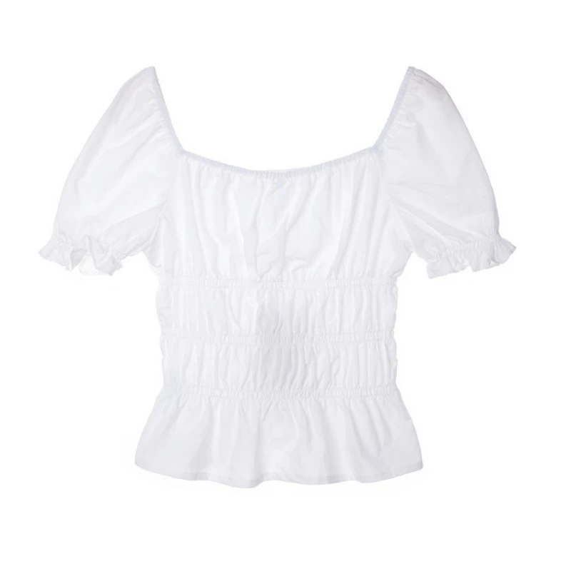 Chemises à manches bouffantes blanches coréennes pour femmes, groupe de filles Kpop, Crop Y-Women, Interdit Outfits, Festival Clothing, Stage Costume, Jazz Dancewear