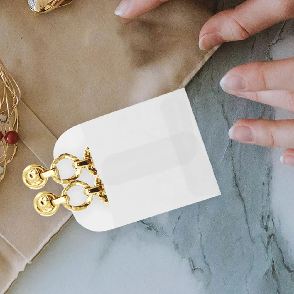 

50 шт. бумажных пакетов для хранения ювелирных изделий и серег, компактные прозрачные упаковочные пакеты для колец, браслетов, органайзеры для ювелирных изделий для малого бизнеса