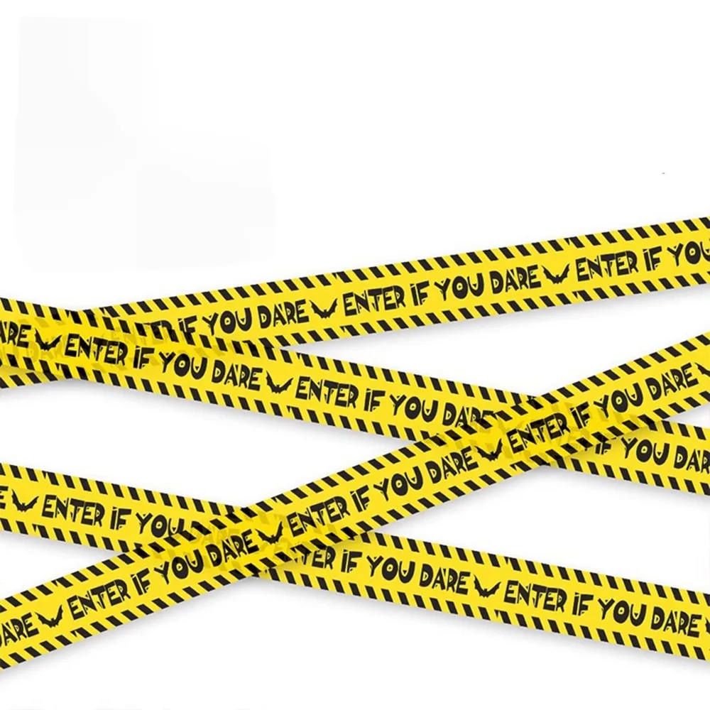 Yellow Red Halloween Danger Caution Tape Long Strip Isolation Belt Crime Scene Barrier No Entry Print Warning Line Tape