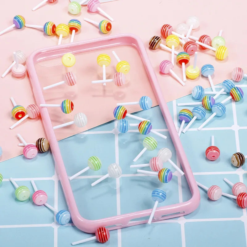 20 stücke Simulation Lollipop Miniatur Dekor Kuchen Tropfen DIY Telefon Fall Dekor Acryl Lebensmittel Dekor Süßigkeiten Miniatur Dekoration – Detail 6