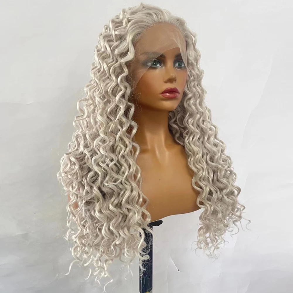 Sivir Synthetic Lace Front Breakdown Free Wig For Women Grey/Purple/Red Color Long Curly/Straight Cosplay High Temperature Fiber