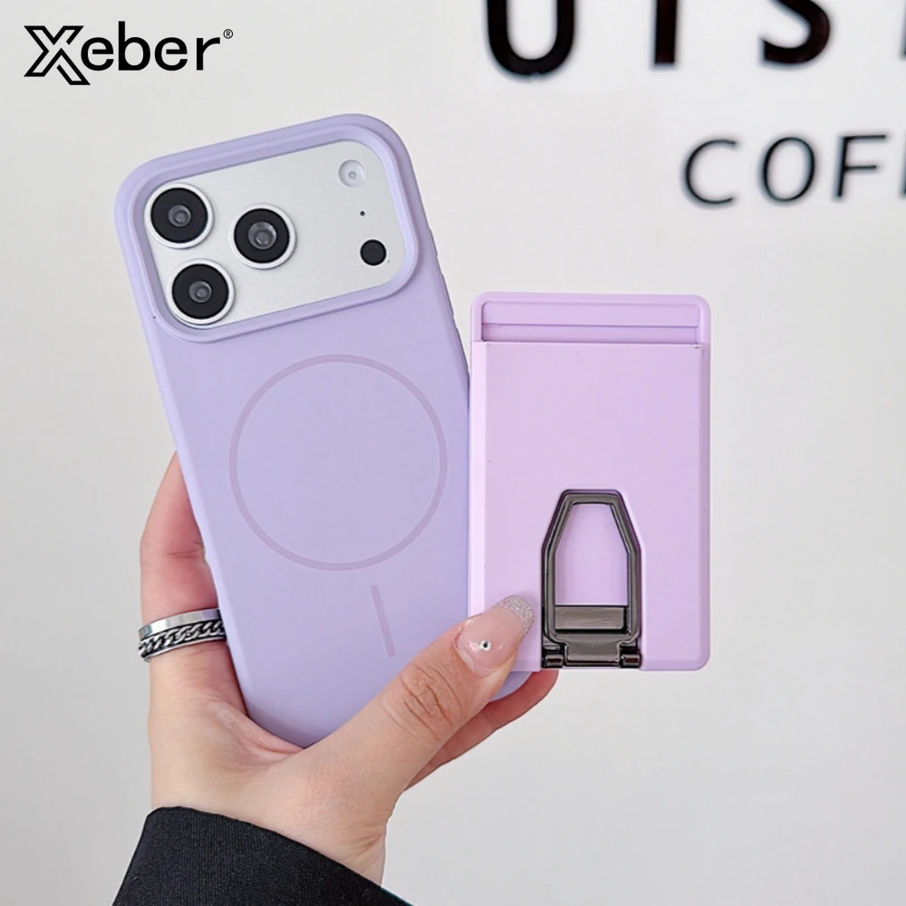 Candy Color Kartenhalter-Halterung Magnetische Hülle für iPhone 17 16 15 14 13 Pro Max für MagSafe Matt Silikon Stoßfeste Abdeckung